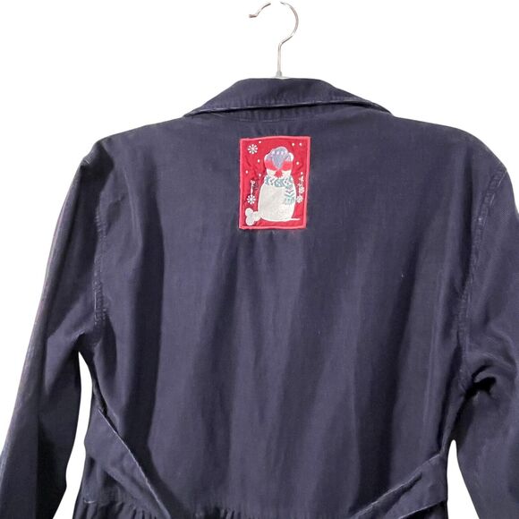 Christopher Banks Christmas Dress Womens SZ 6 Blue Corduroy Modest Shirt Dress - Picture 10 of 16